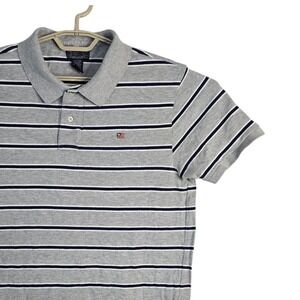 Ralph Lauren XL Striped Polo Shirt‎ Gray White Navy Menswear Classic Fit